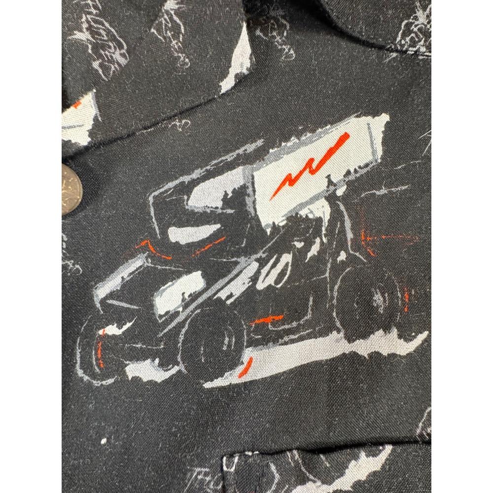 Thunderhead Mens Sprint Car Racing All Over Print Button Down Shirt Black Size M - Picture 5 of 7